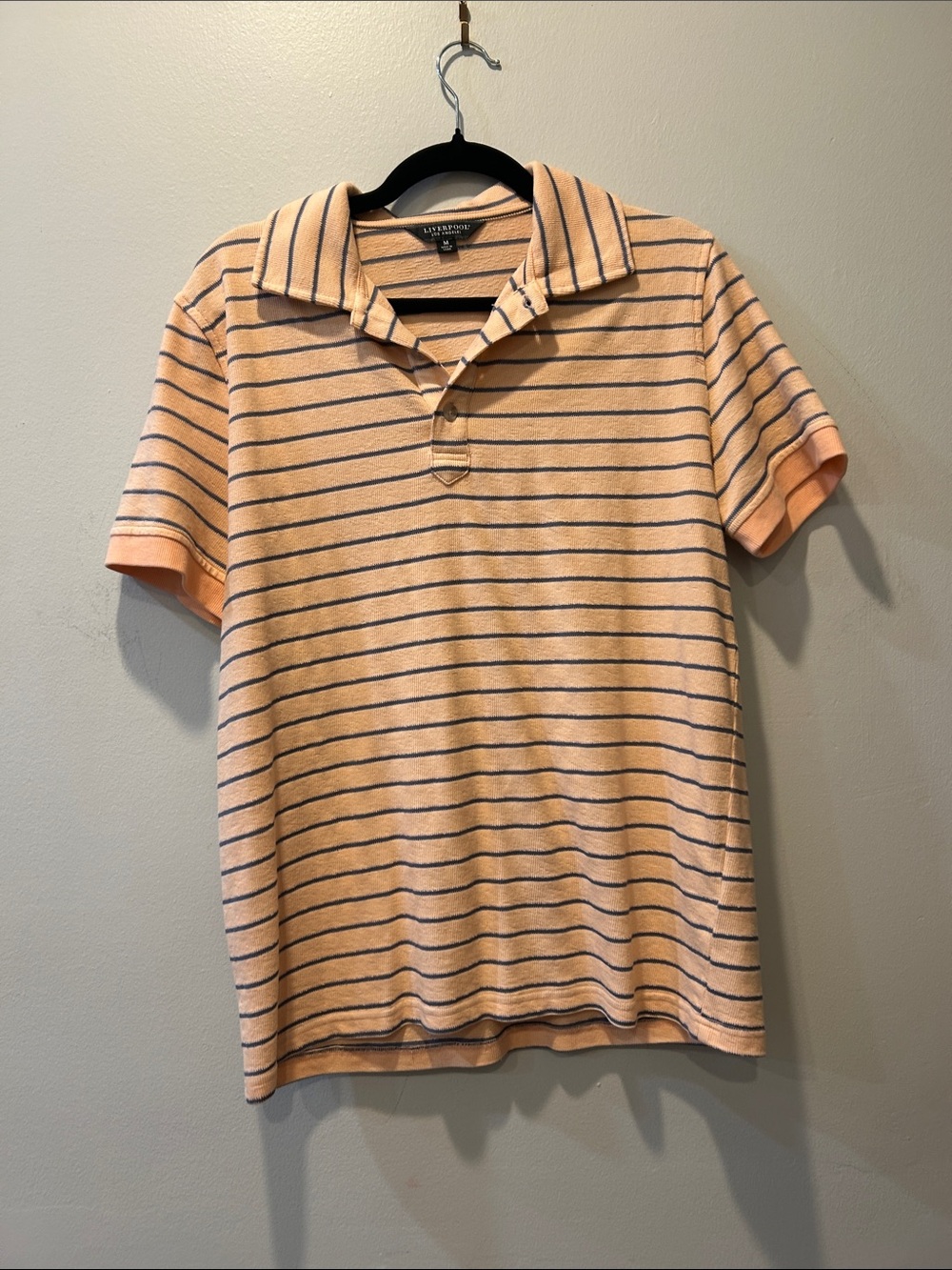 Liverpool Peach Polo with Navy Stripes